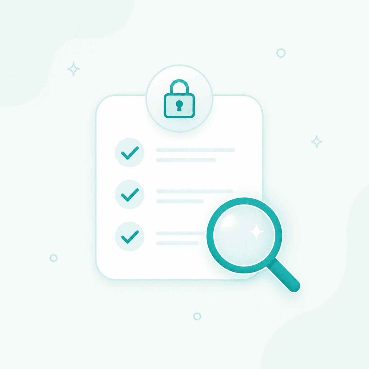 Illustration of a clinical checklist and magnifying glass