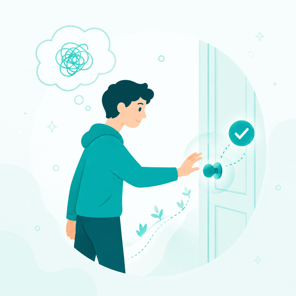 Illustration of a person facing an intrusive thought and choosing a response